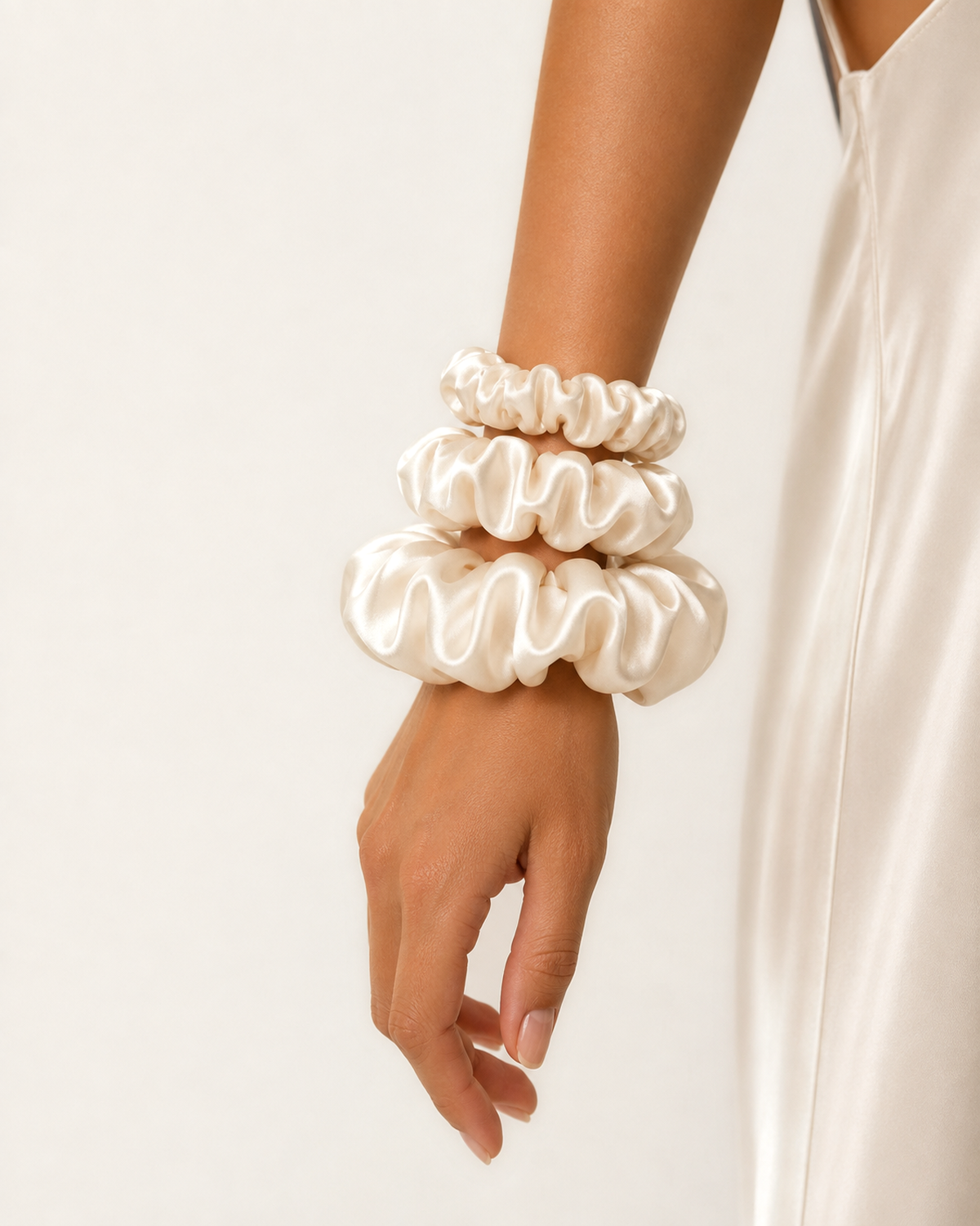 Silk Scrunchies — Ivory