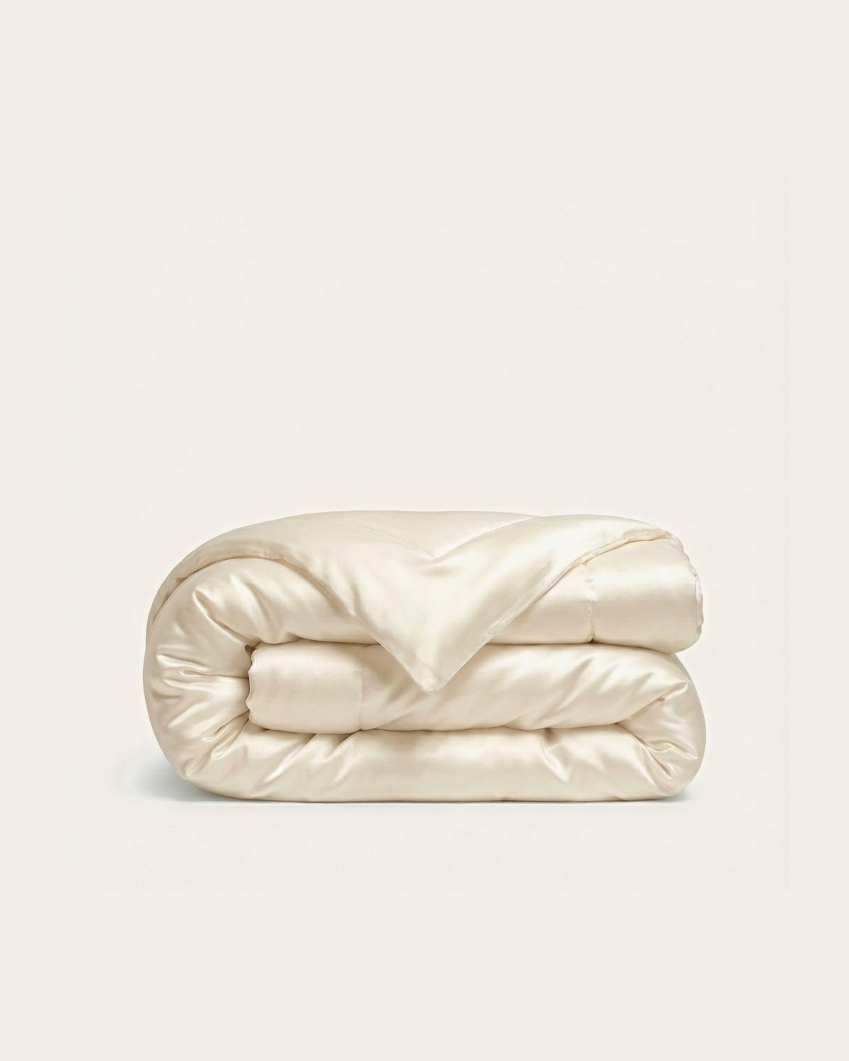 Ivory mulberry silk bedding, rolled