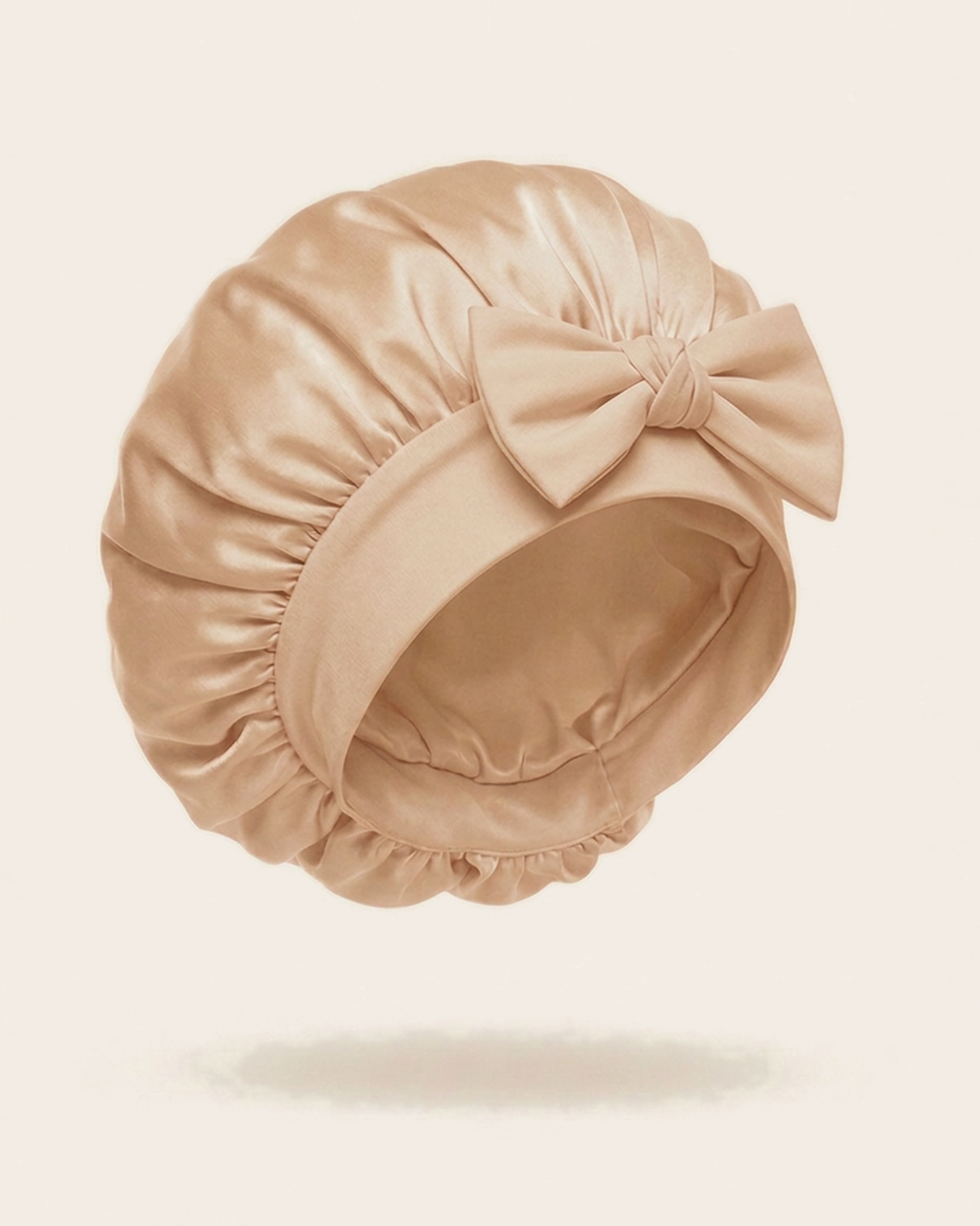 Rose Gold silk bonnet with a mulberry silk crown and soft band