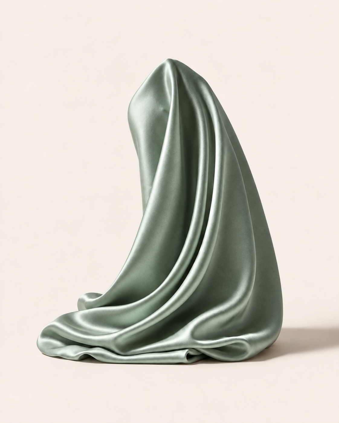 Green Mist mulberry silk fabric draped to show its sheen