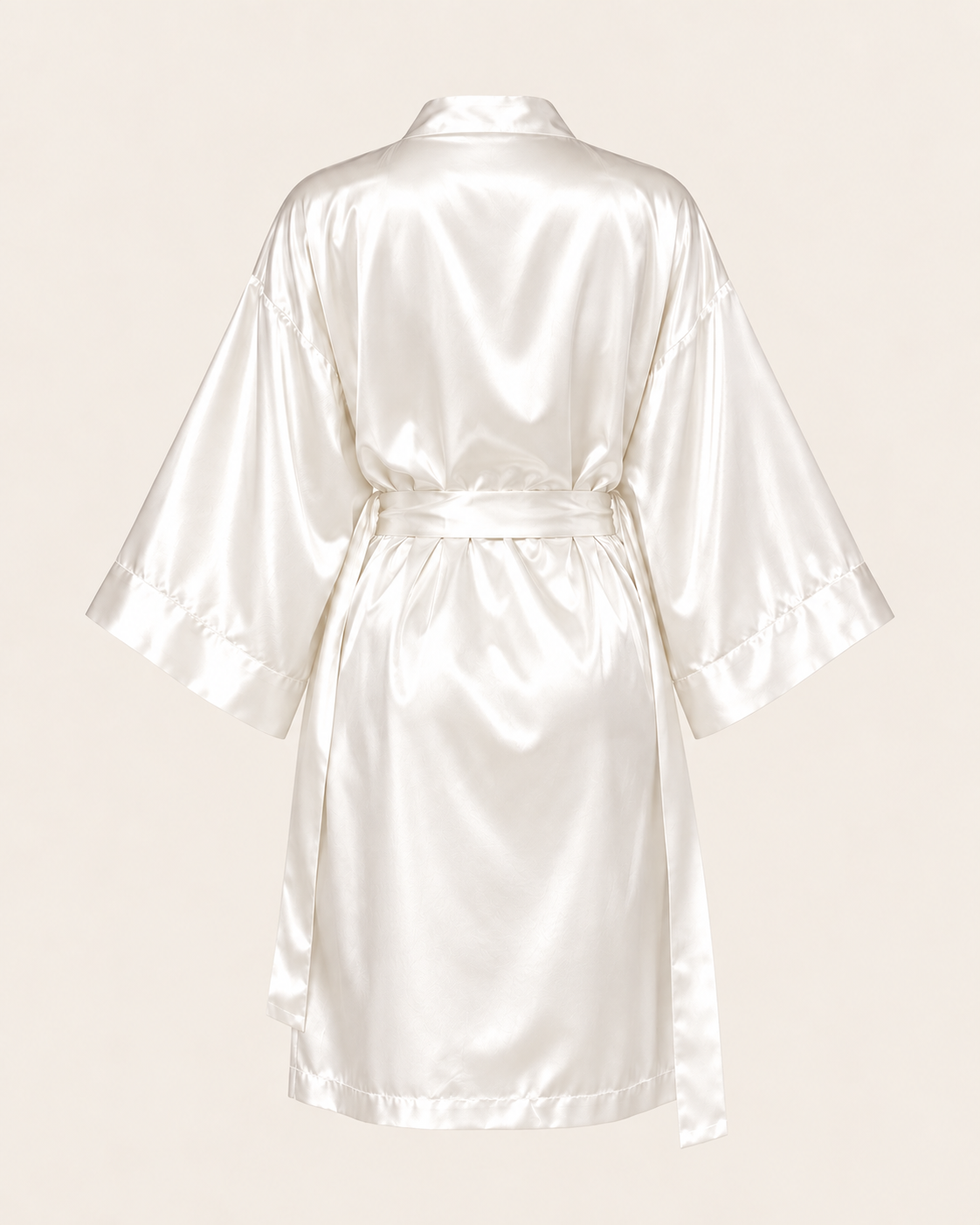 Ivory silk robe for women, back view