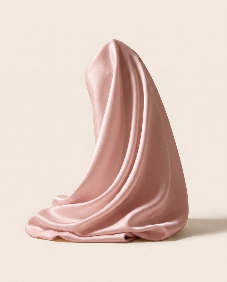 Pink mulberry silk fabric draped to show its sheen