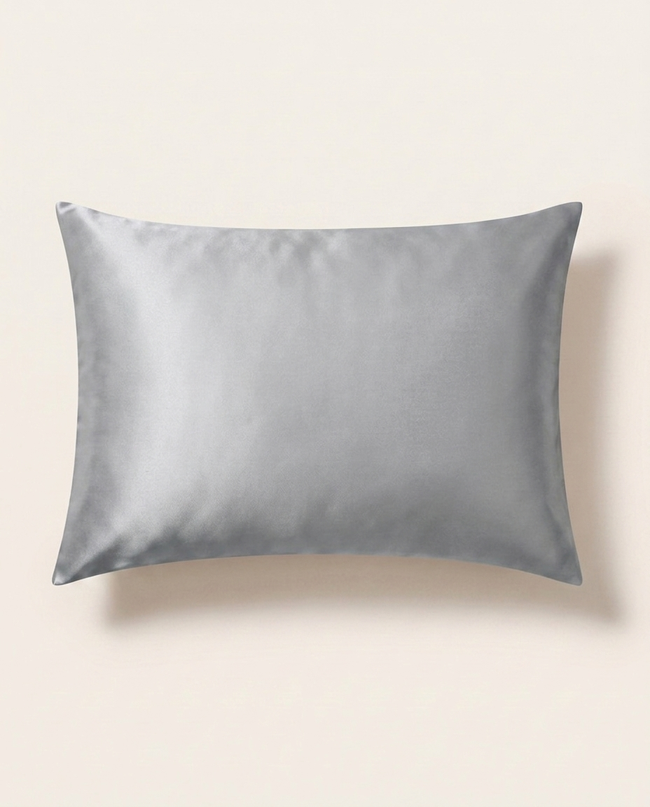 Silver mulberry silk pillowcase, 20 × 30 in, front view
