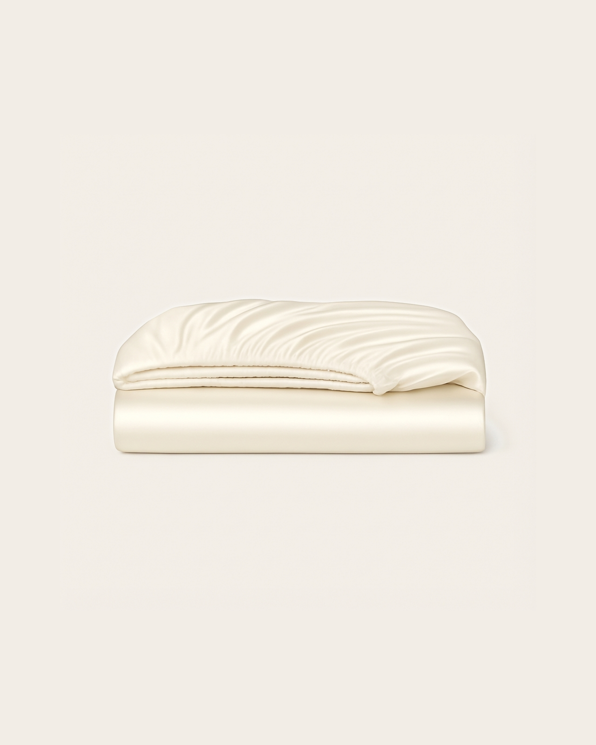 Ivory mulberry silk fitted sheet, folded