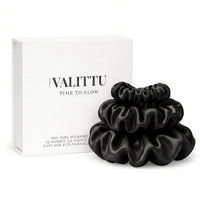 Premium Mulberry Silk Scrunchie Set - Black