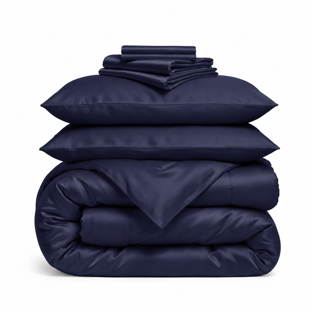 Silk Bedding Set - Navy