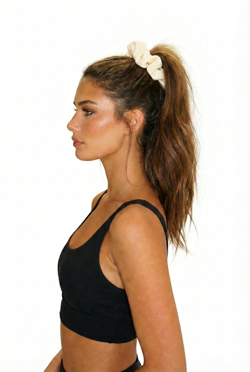 Premium Mulberry Silk Scrunchie Set - White