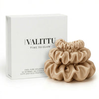 Premium Mulberry Silk Scrunchie Set - Rose Gold