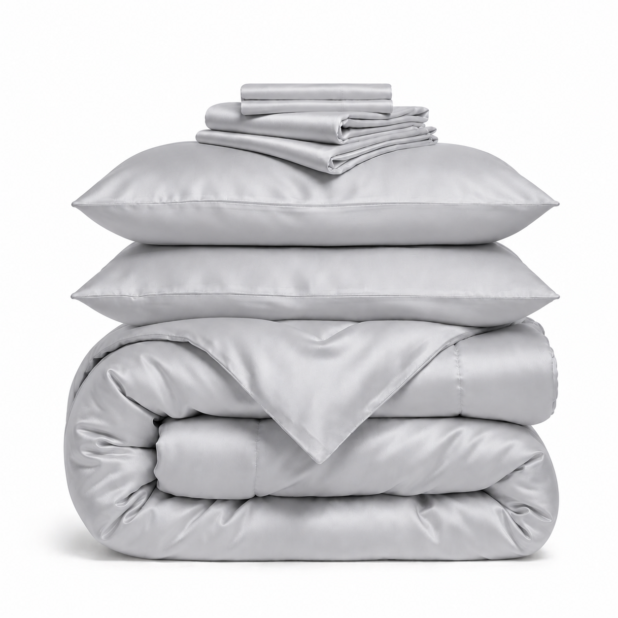 Silk Bedding Set - Silver
