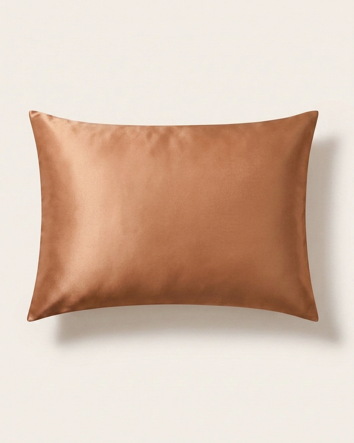 Coffee Brown mulberry silk pillowcase, 20 × 30 in, front view