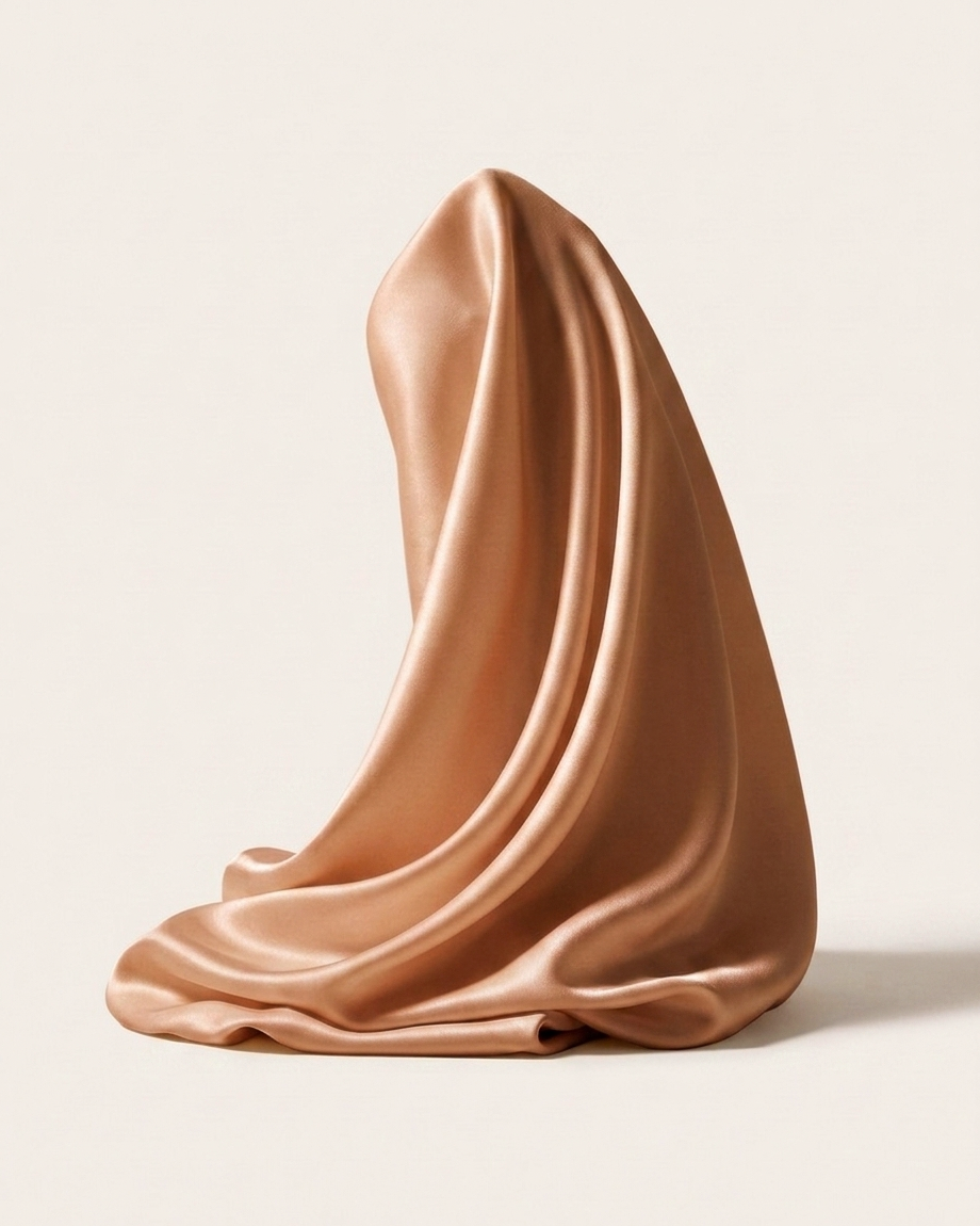 Coffee Brown mulberry silk fabric draped to show its sheen