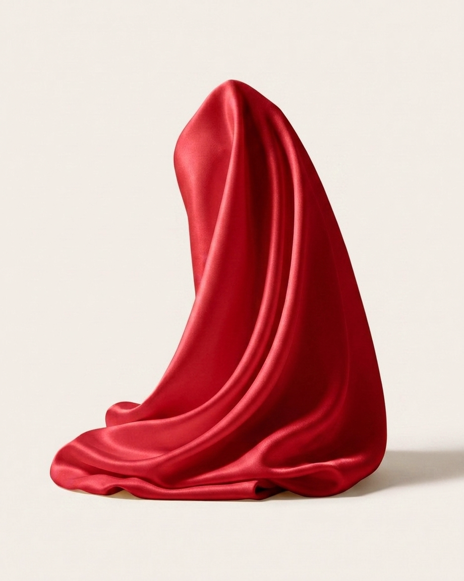 Red mulberry silk fabric draped to show its sheen