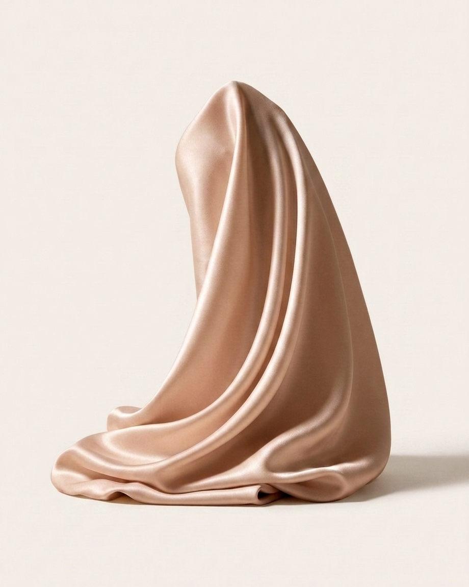 Rose Gold mulberry silk fabric draped to show its sheen