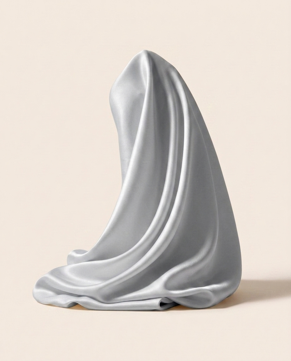 Silver mulberry silk fabric draped to show its sheen