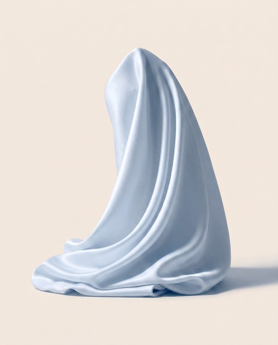 Blue Mist mulberry silk fabric draped to show its sheen