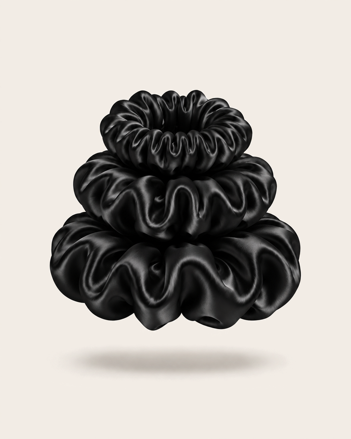 Silk Scrunchies — Black