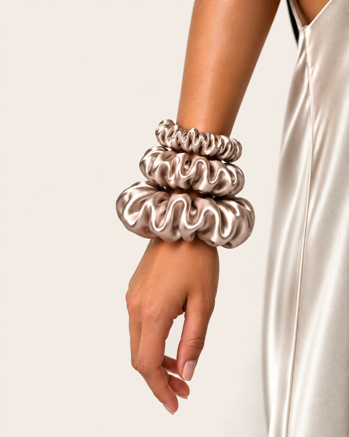Silk Scrunchies — Rose Gold