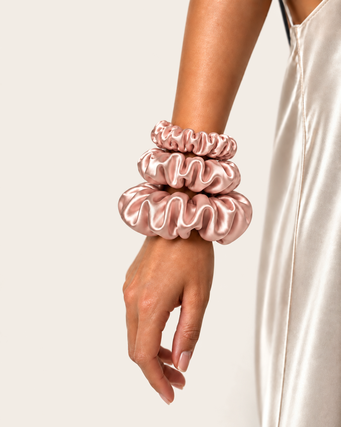 Silk Scrunchies — Pink
